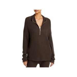 N: PHILANTHROPY Womens Zippered Waffle Knit Long Sleeve Sweatshirt